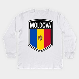 Flag Shield - Moldova Kids Long Sleeve T-Shirt